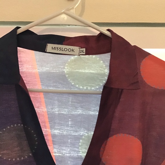 Misslook Multi Colored V Neck Tunic - Picture 2 of 3